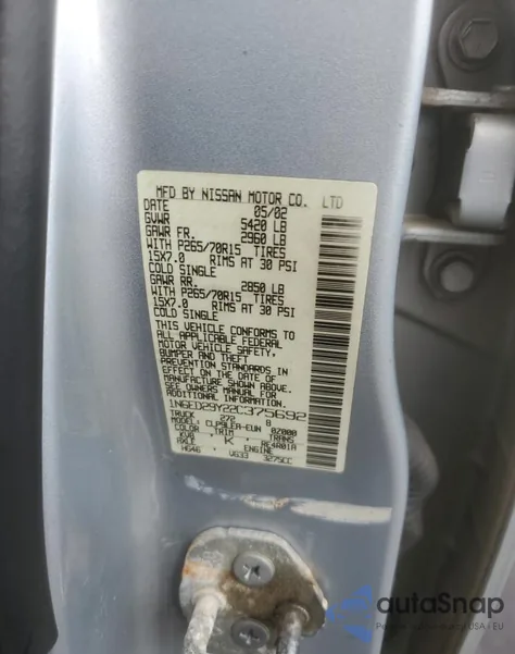 2002 Nissan Frontier Crew Cab Xe from USA, damaged, VIN 1N6ED29Y22C375692